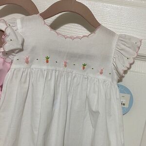 Little English White and Pink Embroidered Easter Set WILL SHIP ASAP